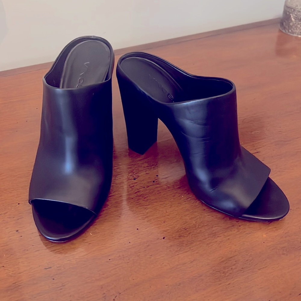 Vince black leather mules, size 6.5